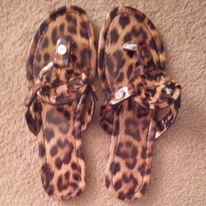 Tory Burch Brown and Tan Sandals with Wide Band